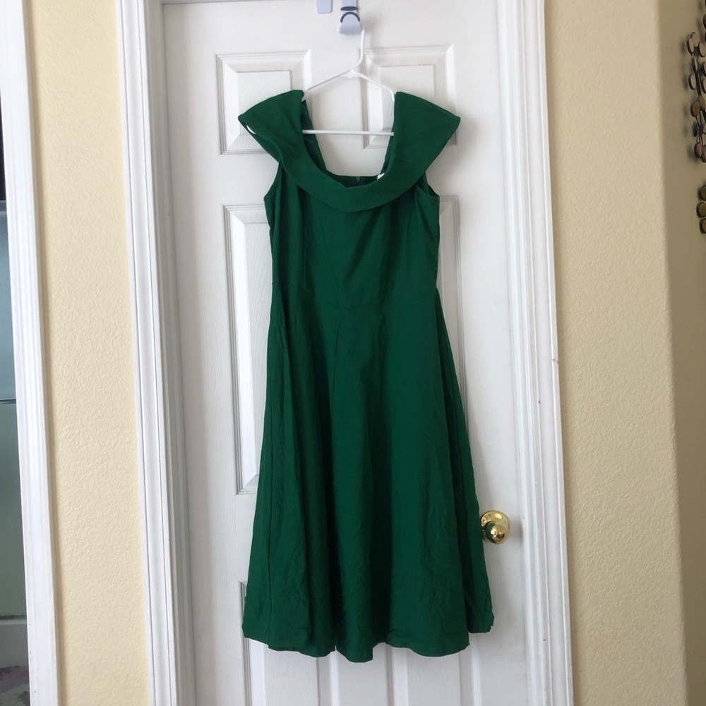 Emerald green retro dress